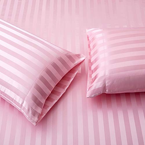 Satin-Silk Sheets Queen Size Bed Set, Pink Soft Cooling Deep Pocket Queen gallery