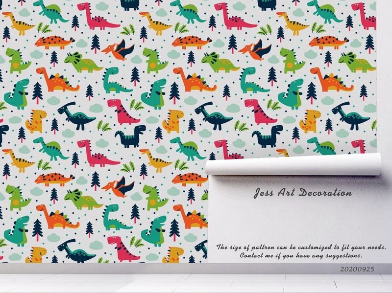 3D Dinosaur Tree Cartoon Pattern Wallpaper Wall Murals Removable Wallpaper gallery