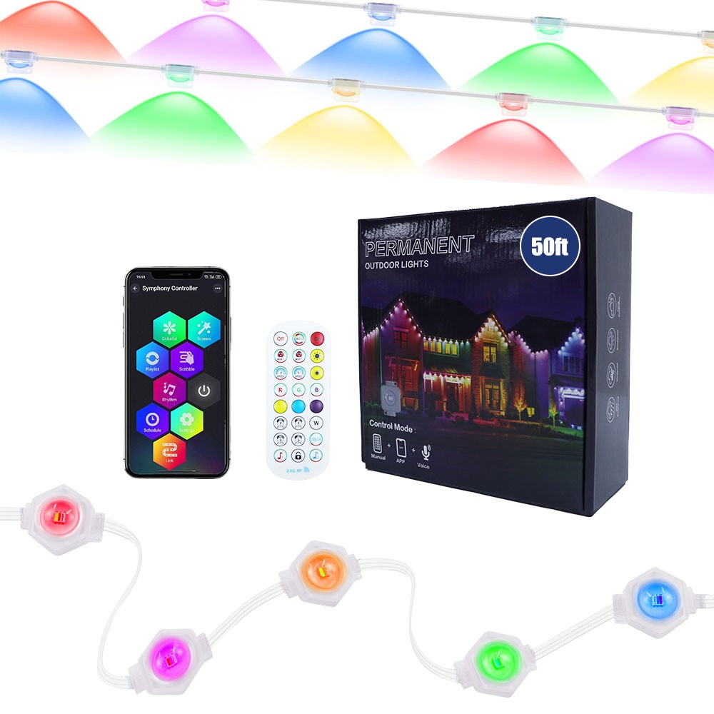 Permanent Outdoor Lights RGB LED Eaves Lamp Waterproof with App Remote Control gallery