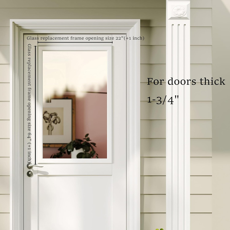 Entry Door Glass Inserts Replacement, 22" X 36", 1-Lite Clear Tempered Glass Ins gallery