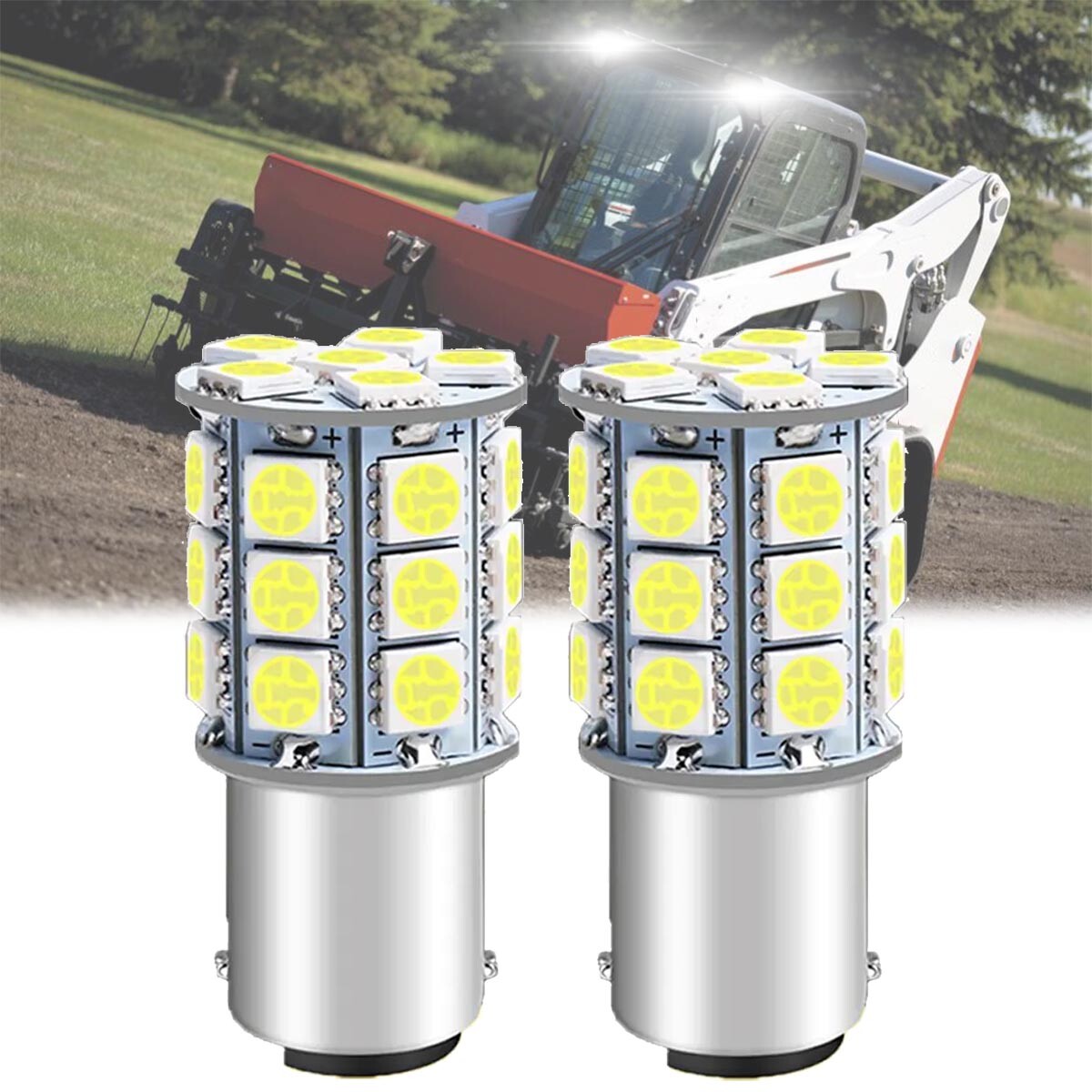2 Bright White LED Light Bulbs for Bobcat T740, T770, T870 rear worklight 12V US gallery