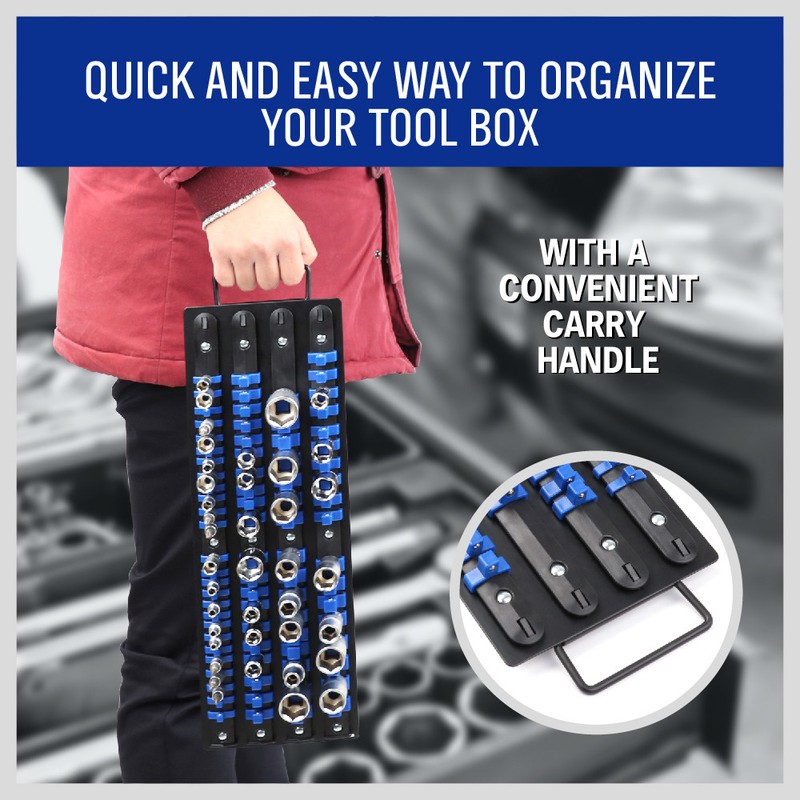 80 Industrial ABS Mountable Socket Storage Rail Rack Holder Organize 1/4 3/8 1/2 gallery