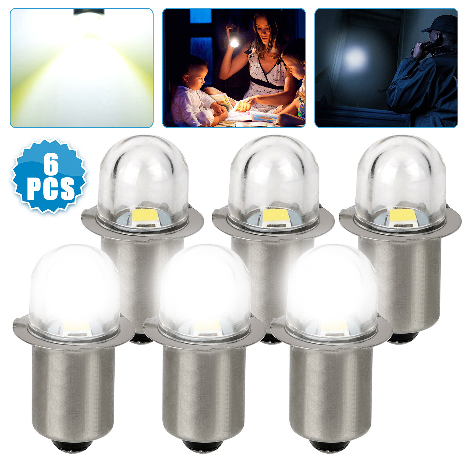 6Pcs P13.5S LED Flashlight Lights Torch Bulbs Upgrade DC 3V Replace White Lamp gallery