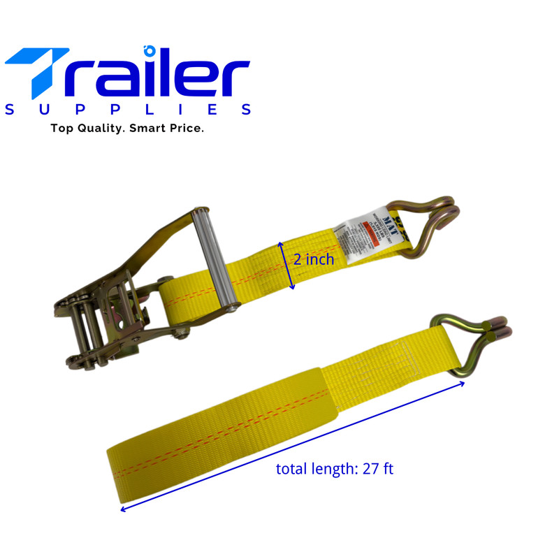 2"x27' Ratchet Tie Down Straps with Double J Hooks, 10,000 lb Brake Strength 4PC gallery