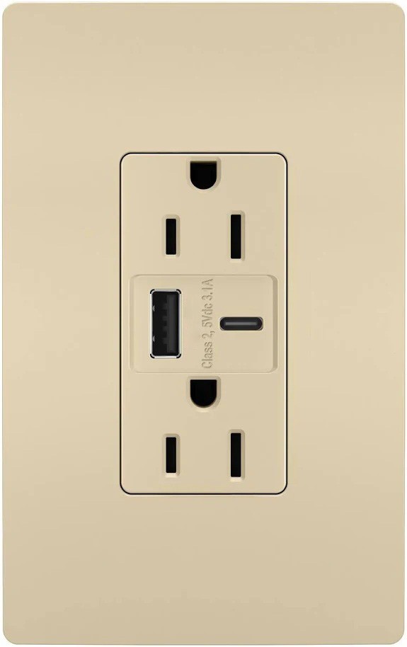 15AMP TAMPER RESISTANT USB CHARGER WithUSB Type-A and a USB Type-C charging port gallery