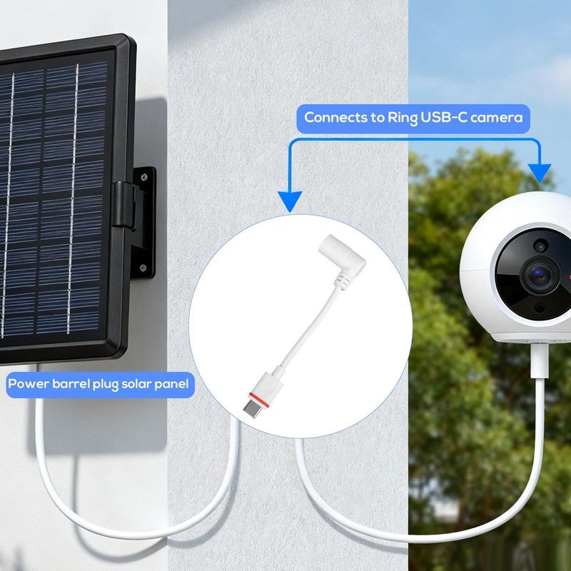 2pcs Barrel Plug to USB-C Power Adapter for Ring Solar Panel USB-C Security ... gallery