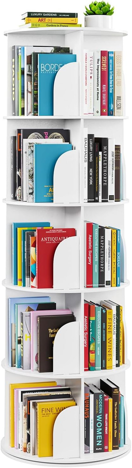 5 Tier Rotating Bookshelf Tower, Spinning Bookcase Lazy Susan, Revolving 360 Boo gallery