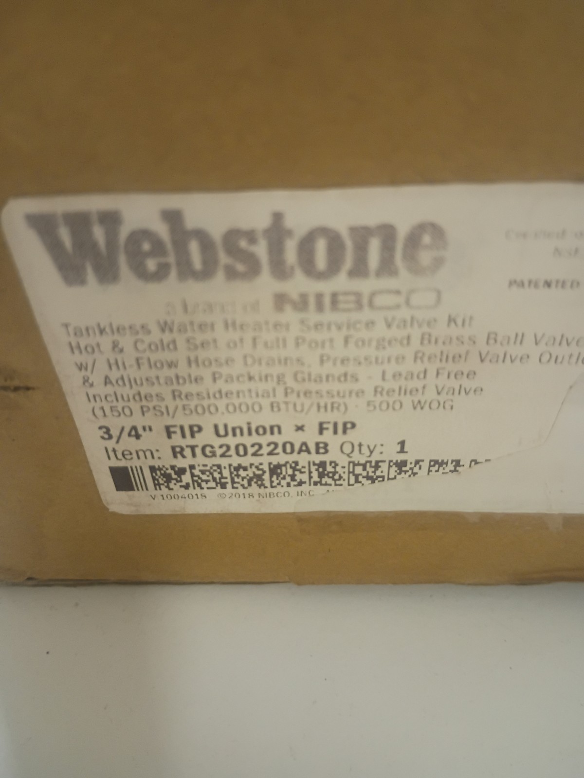 Webstone RTG20220AB Tankless Water Heater Service Valve Kit ) 3/4" ( Rheem ) gallery