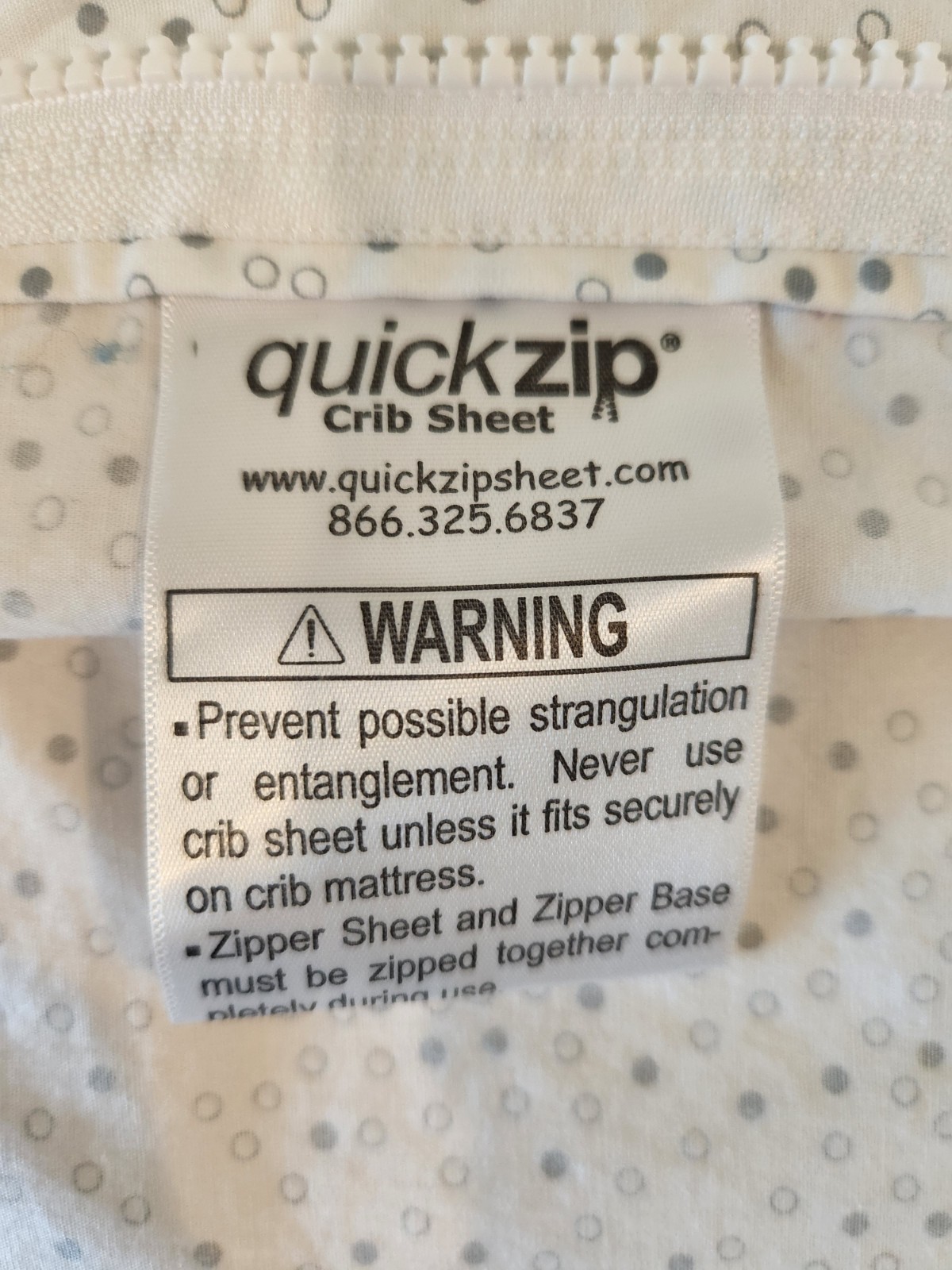 QuickZip Add-On Zip Sheet Crib Size Polka Dot Gray White TOP ONLY gallery