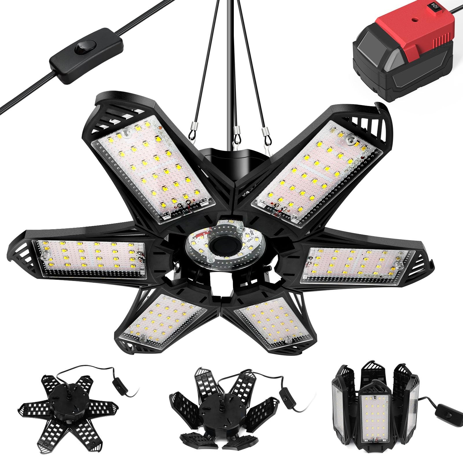 LED Work Light 68W 6800LM for Milwaukee 18V Battery - Deformable Garage Flood gallery