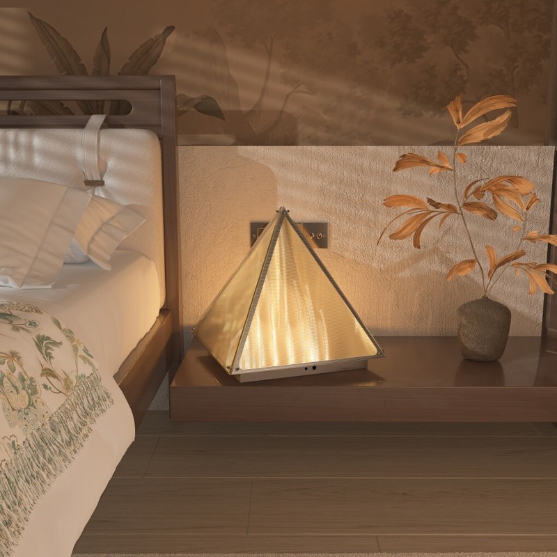 Triangular Pyramid Table Lamp Home Decoration Lighting Fixture 3 Colors Lighting gallery