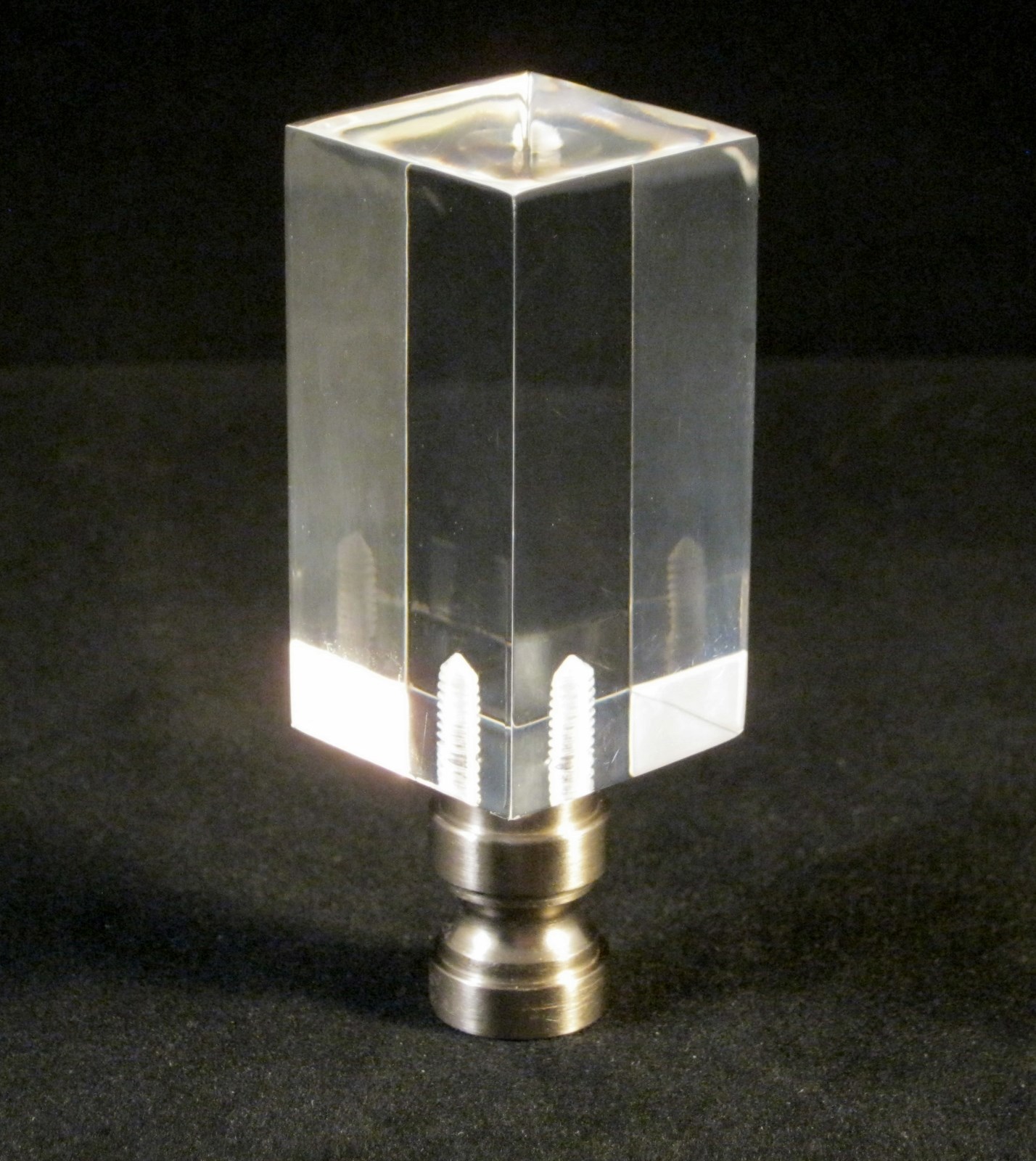 Lamp Finial-Transitional ACRYLIC RECTANGULAR CUBE W/PN BASE-CLEAR-FS gallery