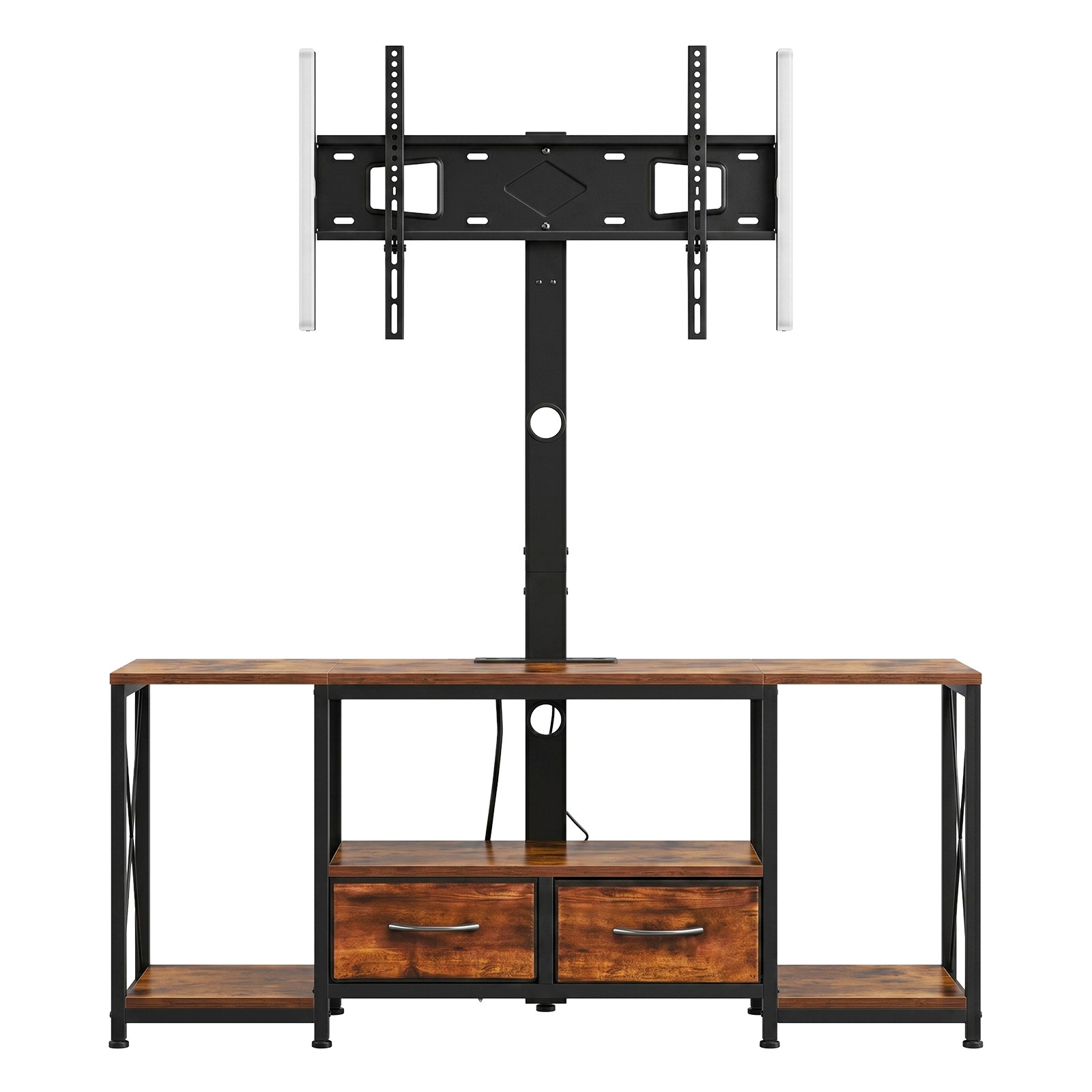 Uimoso TV Stand with Mount & Power Outlet, 47.2" for 32-75" Screens, Brown gallery