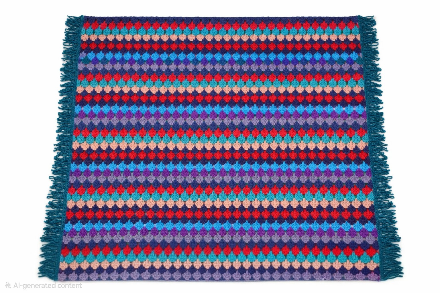 Vintage Retro Afghan Crochet Throw Blanket 5’ x 4’ | Boho Hippie Multicolor gallery