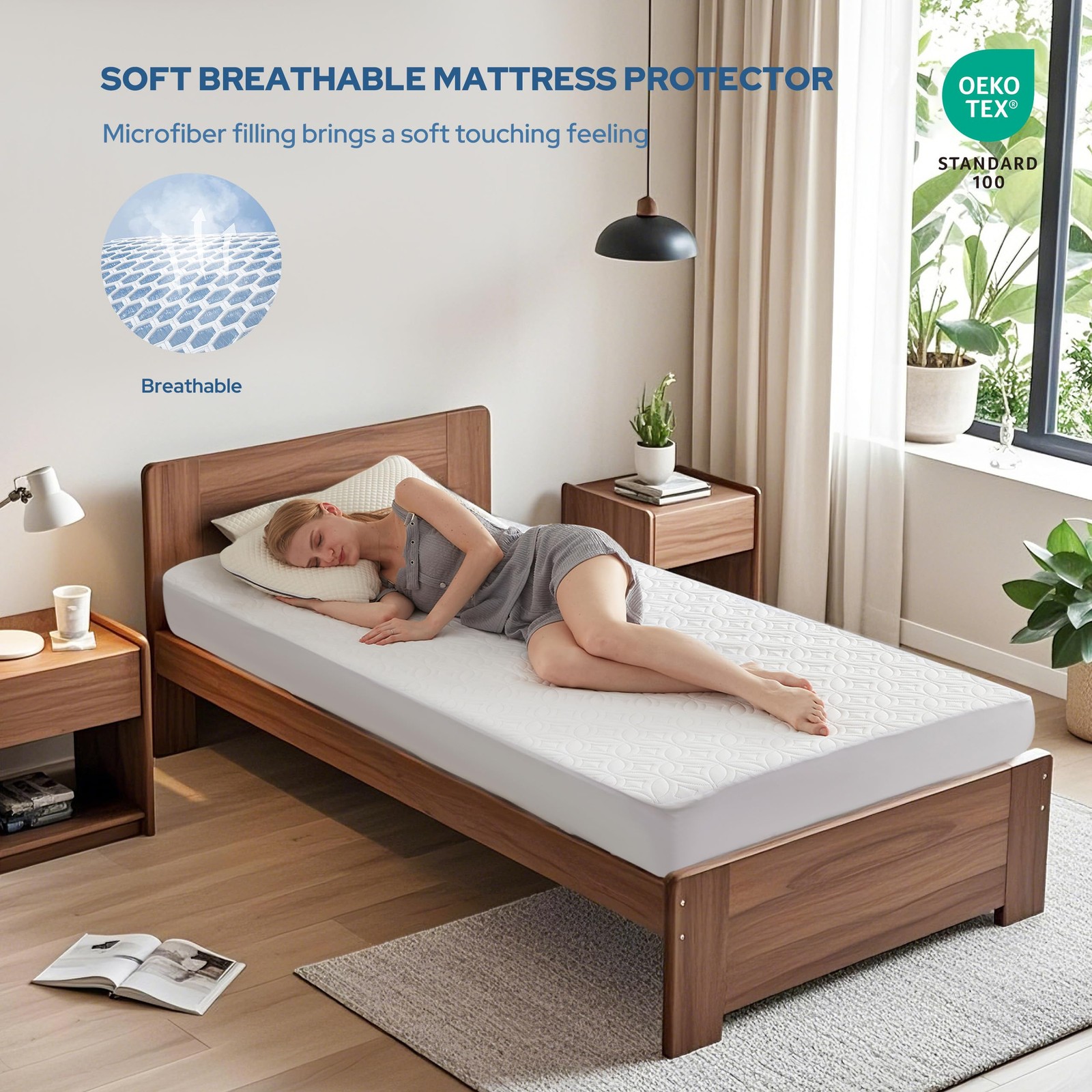 BEDLORE Waterproof Mattress Protector, Twin Size Pad Twin, 2 White gallery