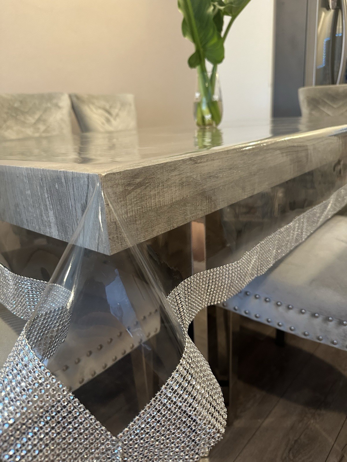 Transparent pvc (silicone) tablecloth. Size 87/53inches 0.5 mm silicone gallery