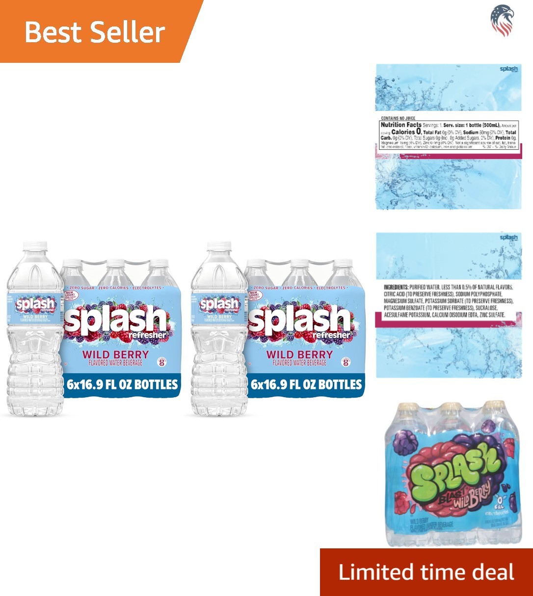 Compatible with Water Splash Blast Wild Berry Flavored Water 12 Pack 16.9 Fl Oz gallery