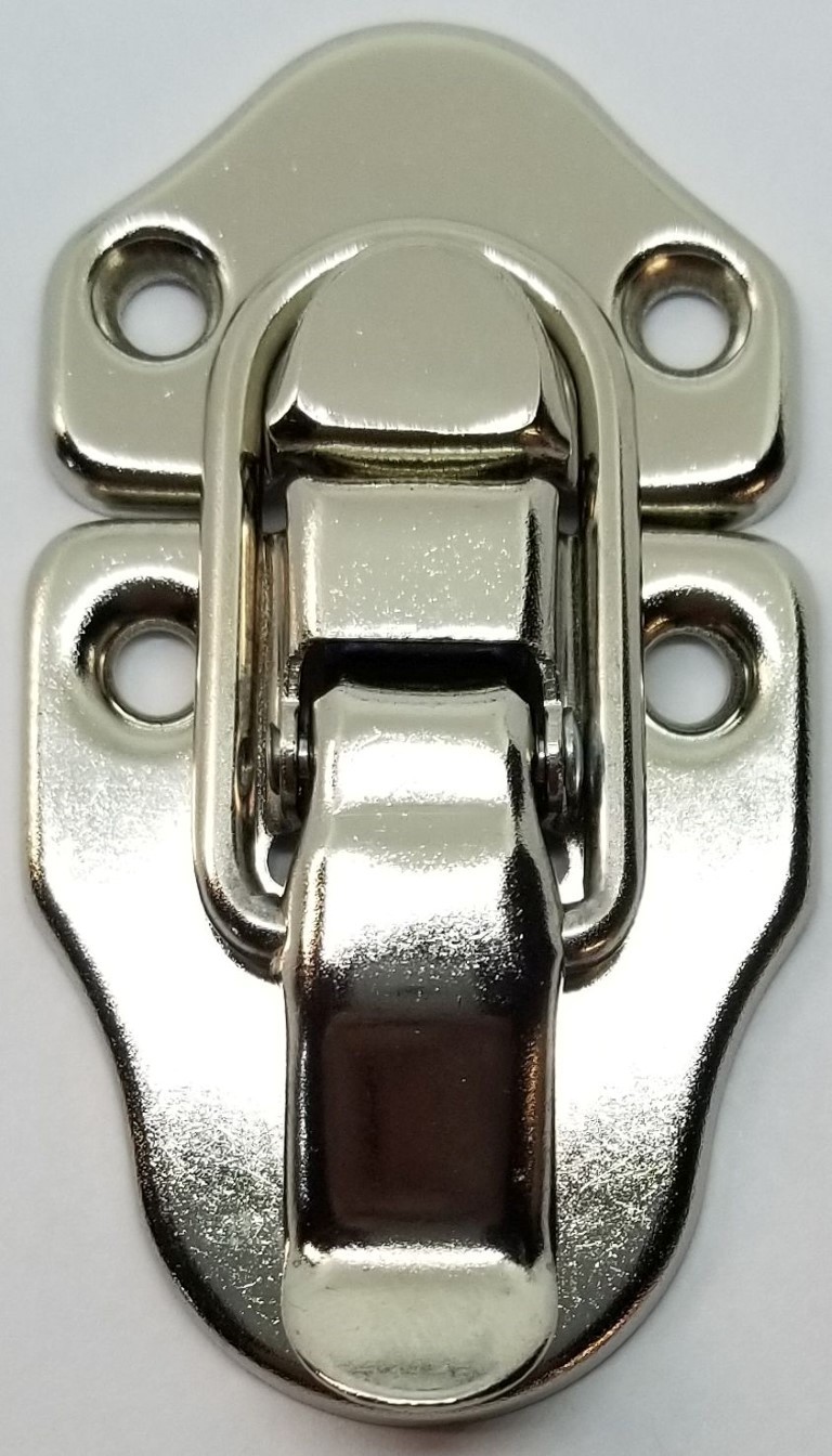 Nickel Plated Drawbolt - antique chest trunk lock latch steamer vintage old case gallery