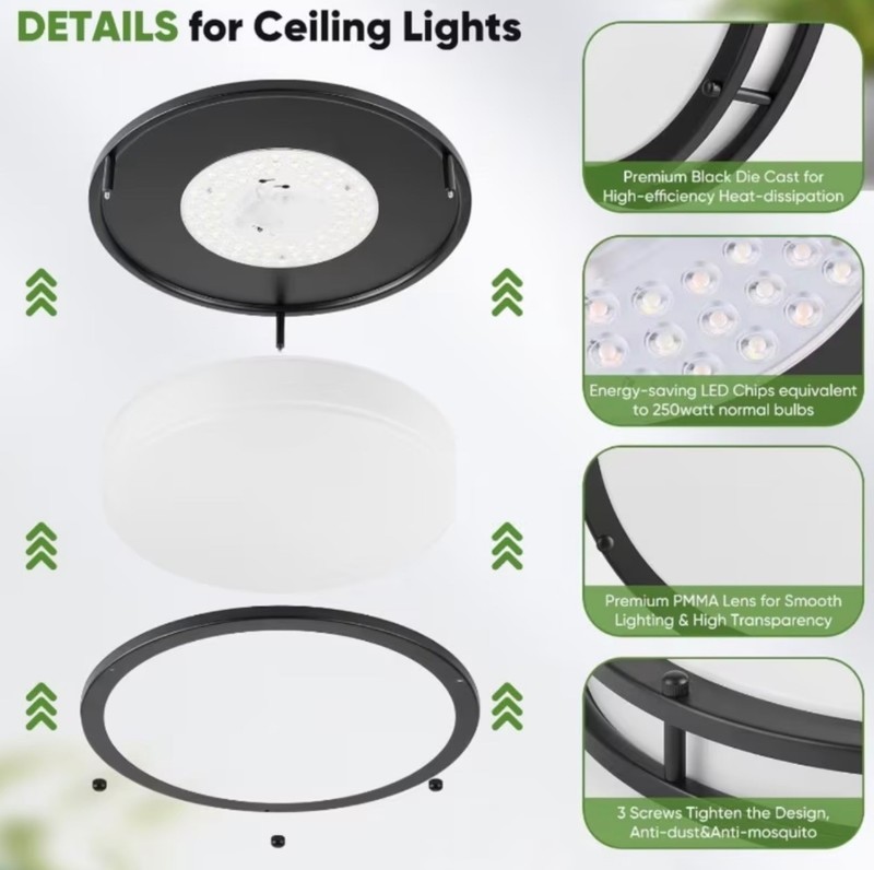 13” LED Ceiling Light 36W Flush Mount 3600LM Dimmable 5CCT Ultra Thin Black gallery