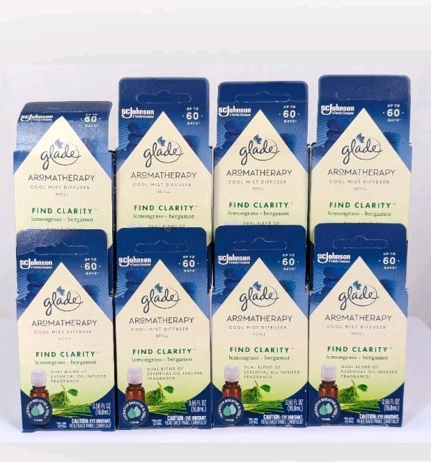 8 PACK Glade Aromatherapy Cool Mist Oil Diffuser Refill, Find Clarity Lemongrass gallery