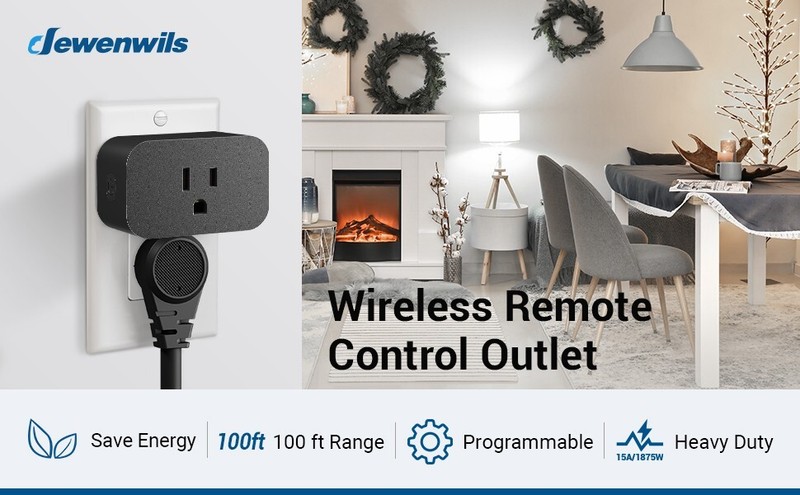 DEWENWILS Remote Control Outlet, Wireless Remote Light Switch 15A/1875W Black gallery