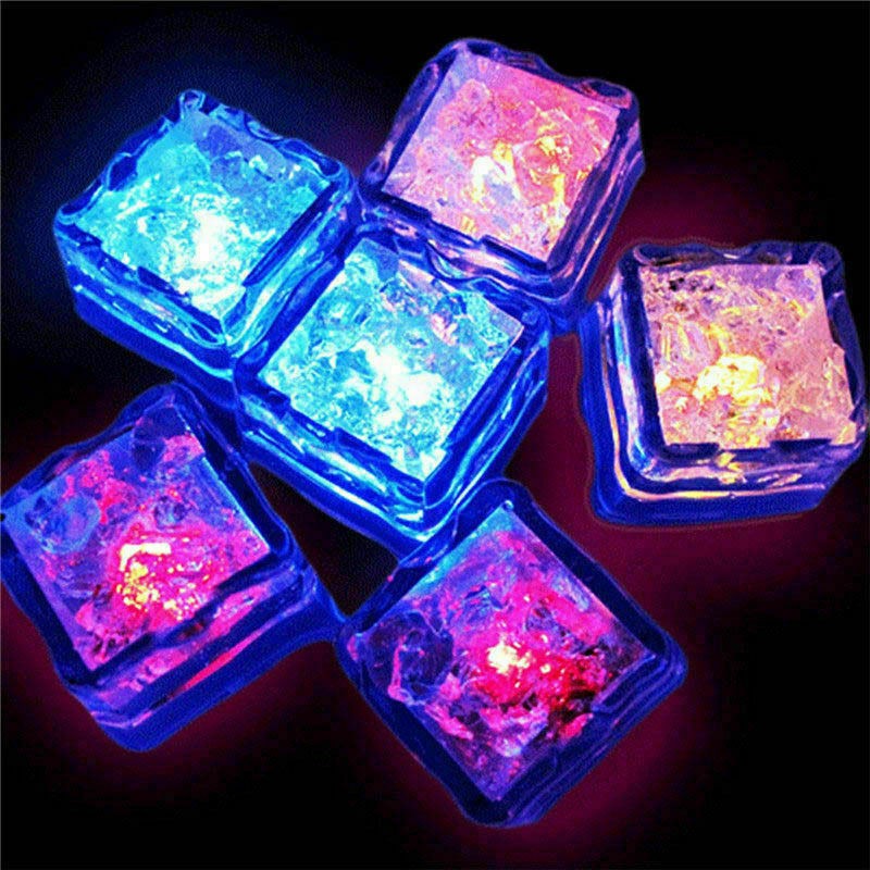12x Waterproof Light Up Led Ice Cubes for Party Drinks Glowing Flashing Ice Cube gallery