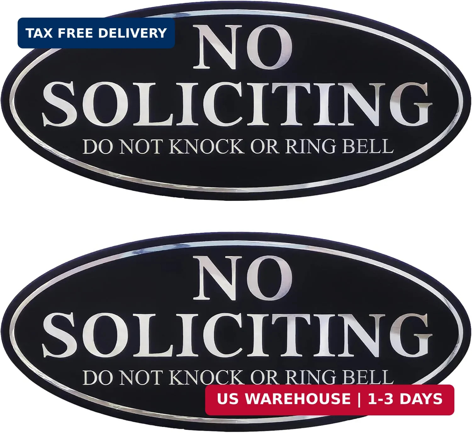 2PC No Soliciting Do Not Knock Or Ring Bell Sign, 7 x 3 Inches - Aluminum - No S gallery