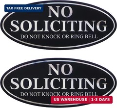 2PC No Soliciting Do Not Knock Or Ring Bell Sign, 7 x 3 Inches – Aluminum – No S