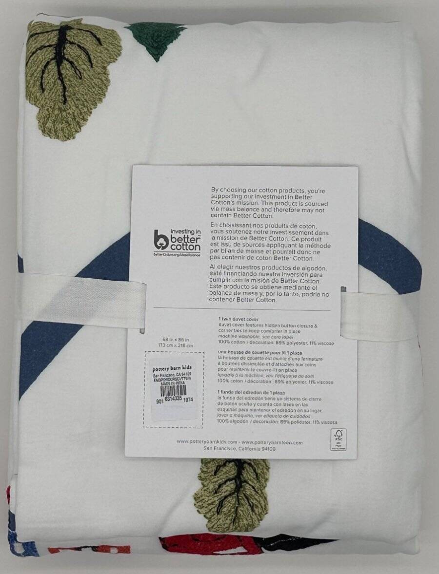 Pottery Barn Kids Chambray Embroidered Transportation Cars Trucks TWIN Duvet gallery