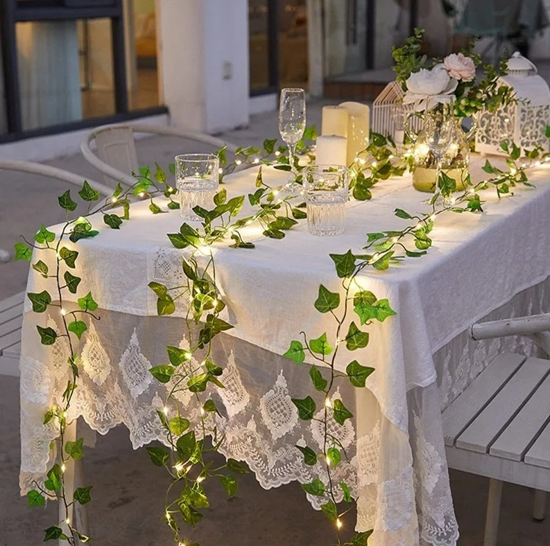 1pcs 2M Green Leaf String Lights Artificial Ivy Vine Fairy Light for Home Décor gallery