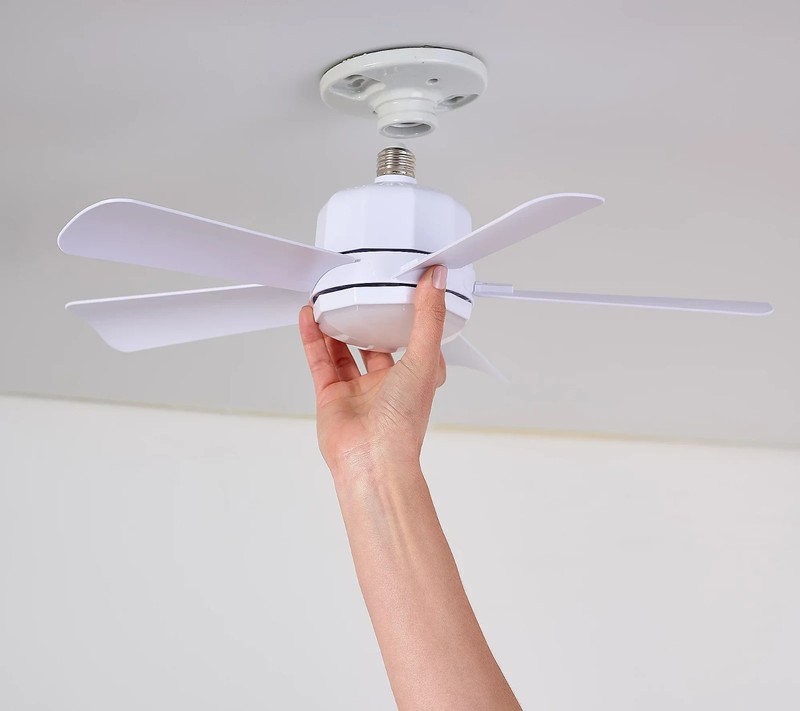 Cascade Pro 2-in-1 Socket 19" Ceiling Fan & LED Light+Remote - White,Black,Brown gallery