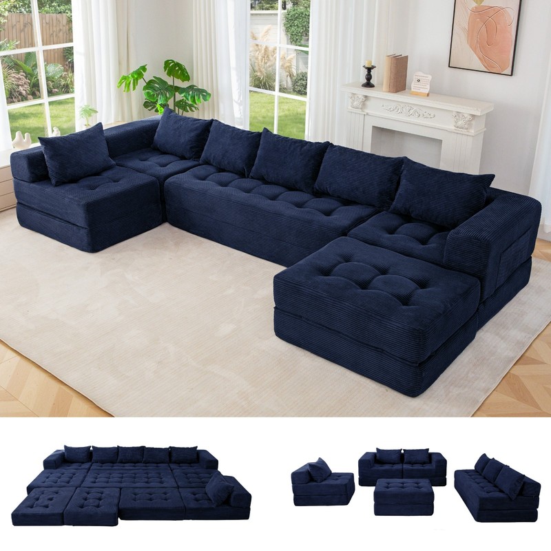 MAXYOYO Modular Sectional Sofa Couch,Convertible Floor Sofa Lounger with Pillows gallery