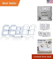 9.7″ Adjustable Brightness LED Clock with Snooze Function & Temperature Display