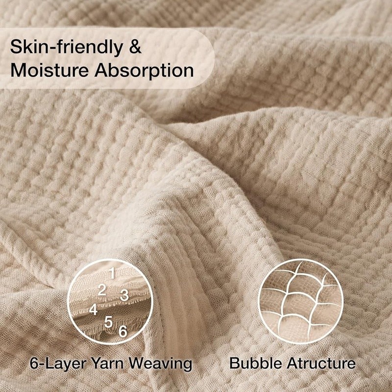100 Cotton Muslin Blanket Breathable Soft Lightweight Cozy Versatile Gift New gallery