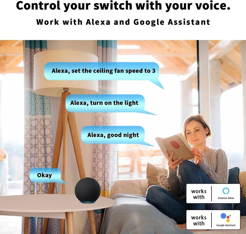Universal Smart WiFi Ceiling Fan Remote Control Kit, Compatible with Alexa, G... gallery