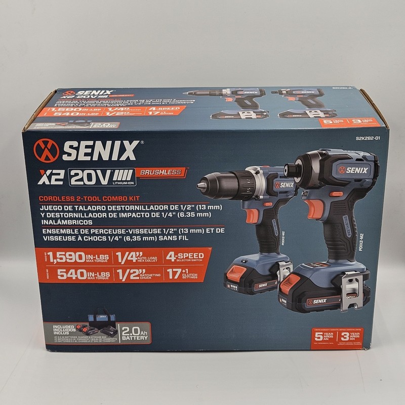 Senix S2K2B2-01 20V Max* 2-Tool Combo Kit w/2 Batteries (2 Ah) New gallery