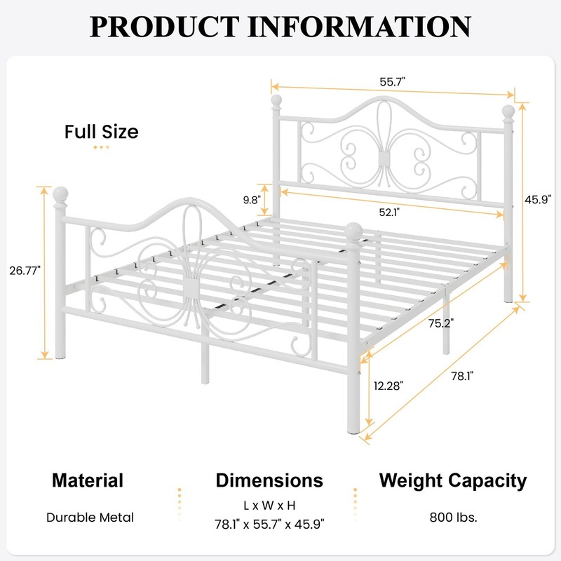 SHA CERLIN Full Size Bed Frame with Headboard,Metal Bed Frame with Butterfly ... gallery