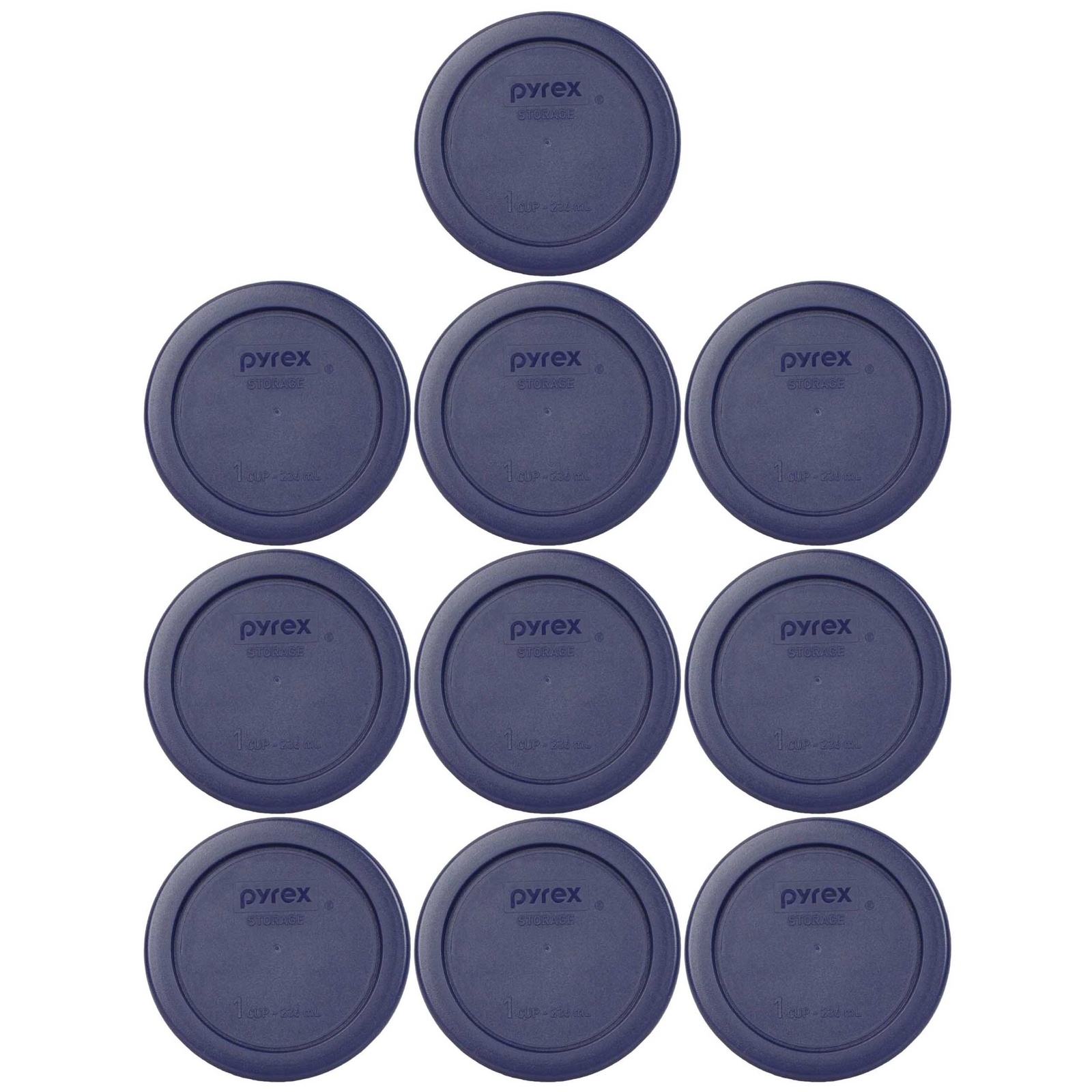Pyrex 7202-PC 1 Cup Round Plastic Dark Blue Storage Lids 10PK for Glass Bowl New gallery