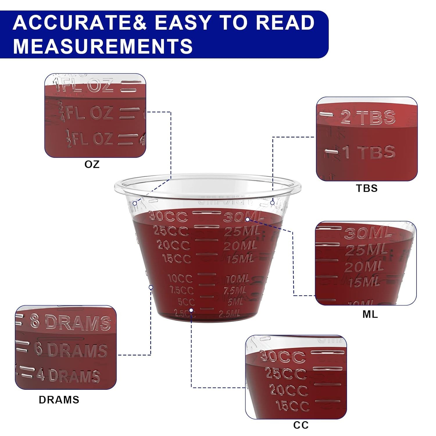 Disposable Medicine Cups Graduated Bulk Pack of 100 Small Plastic Measuring Cup gallery
