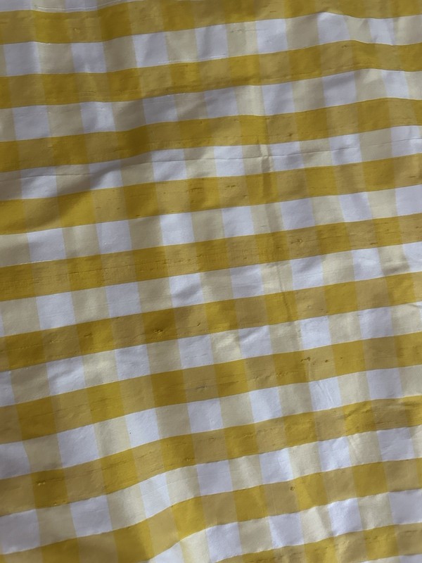Pair Decorator Custom Made Striped Check Silk Taffeta Tassel Trim Lined gallery
