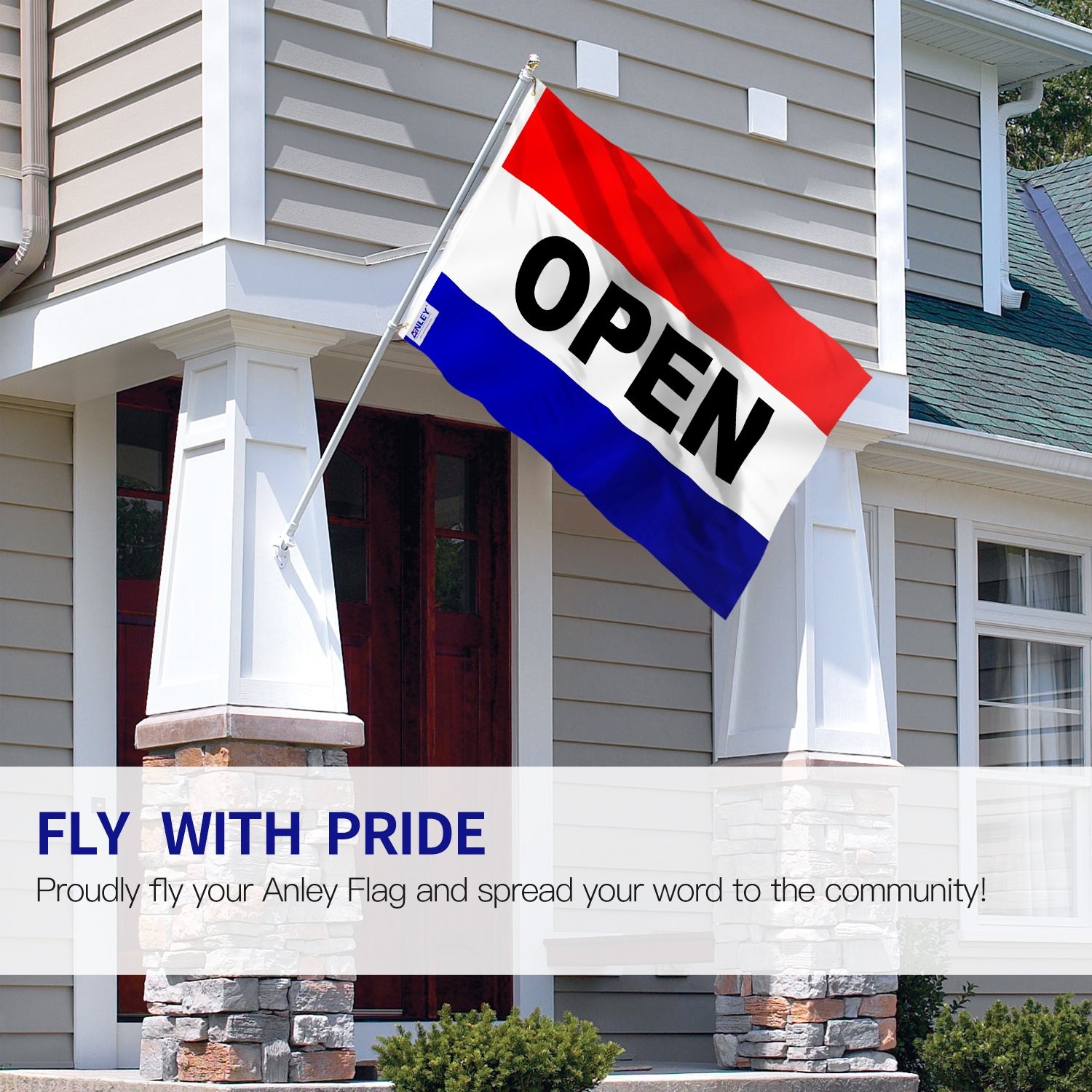 Open Flag 3x5 Polyester Fade Proof Brass Grommets Canvas Header Double Stitched gallery