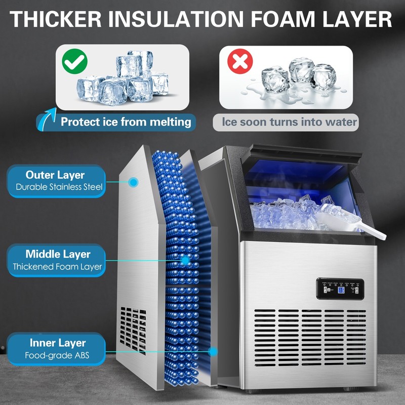 Commercial Ice Maker 90lb Stainless Steel Bar Restaurant Built-in Cube Machine gallery