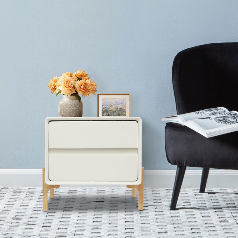 Bedside Table, Storage Bedside Table, Small Bedside Table with 2 Drawers gallery