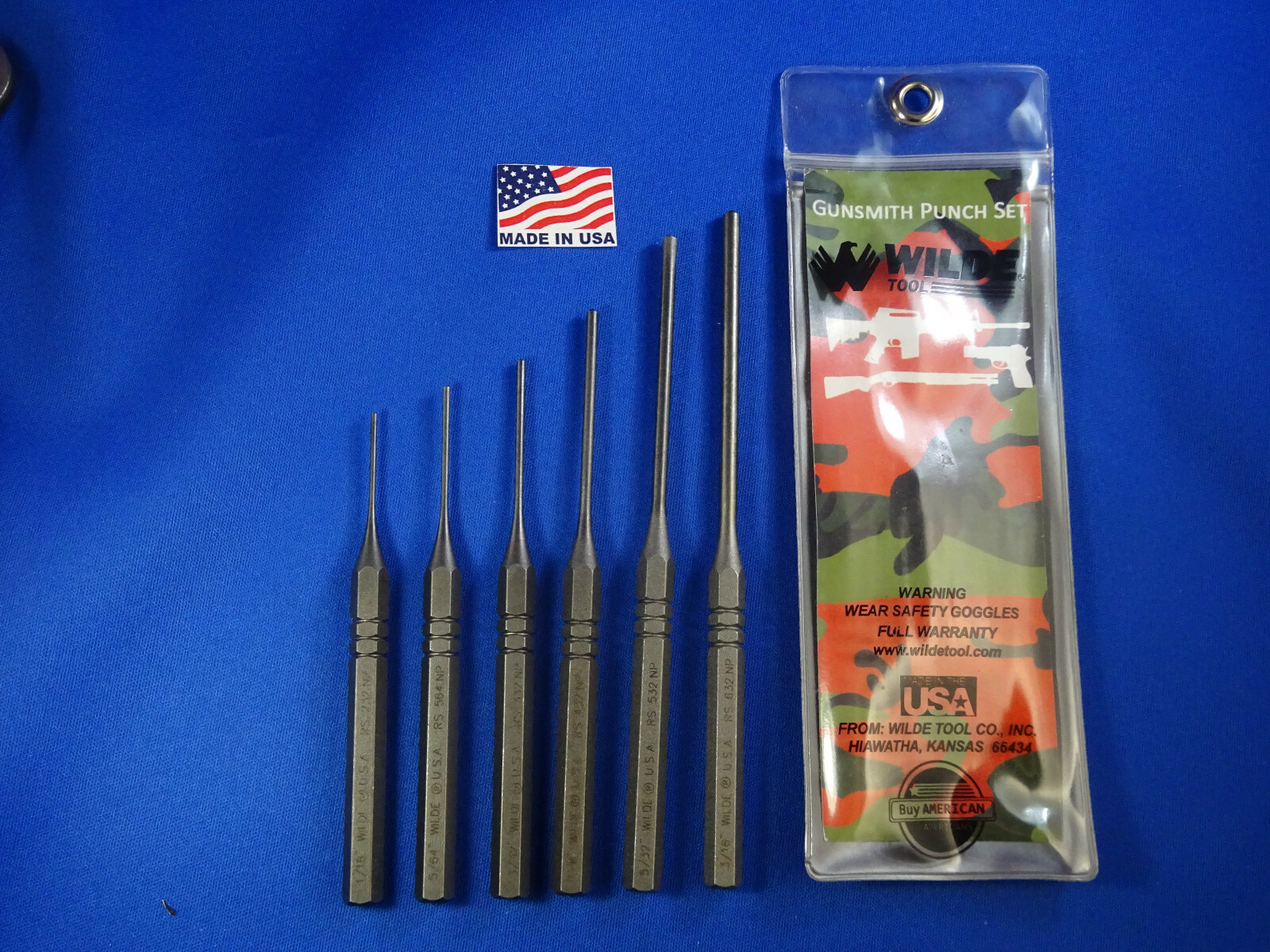 WILDE TOOL RS906AA MADE IN USA 6PC SPRING STEEL ROLL PIN PUNCH SET! GUNSMITH gallery