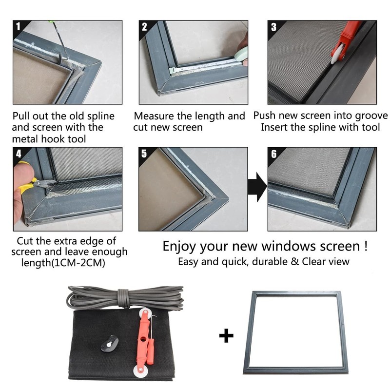 New Window Screen Replacement,48"X118" Screen Repair Kit for Window, Charcoal Fi gallery