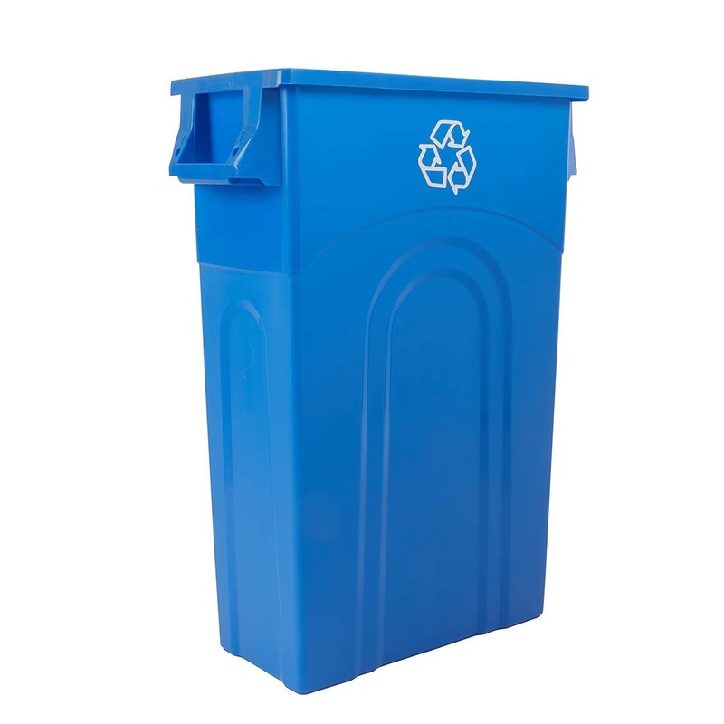 United Solutions 4 Pack Highboy Recycling Bin, Slim Trash Can, 23 Gallon, Blue gallery