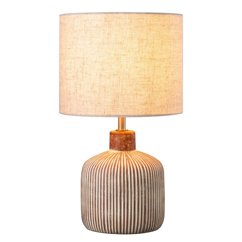 EDISHINE Ceramic Table Lamp,Striped Base w/ Red Glaze,Modern Rustic Bedside Lamp gallery