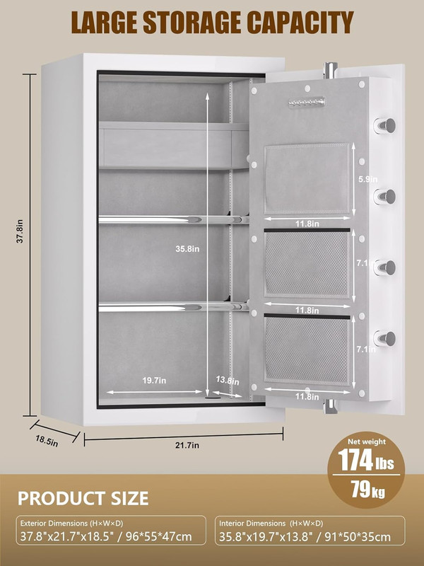 Large Fireproof Waterproof Home Safe with Digital Lock and Adjustable Shelves gallery