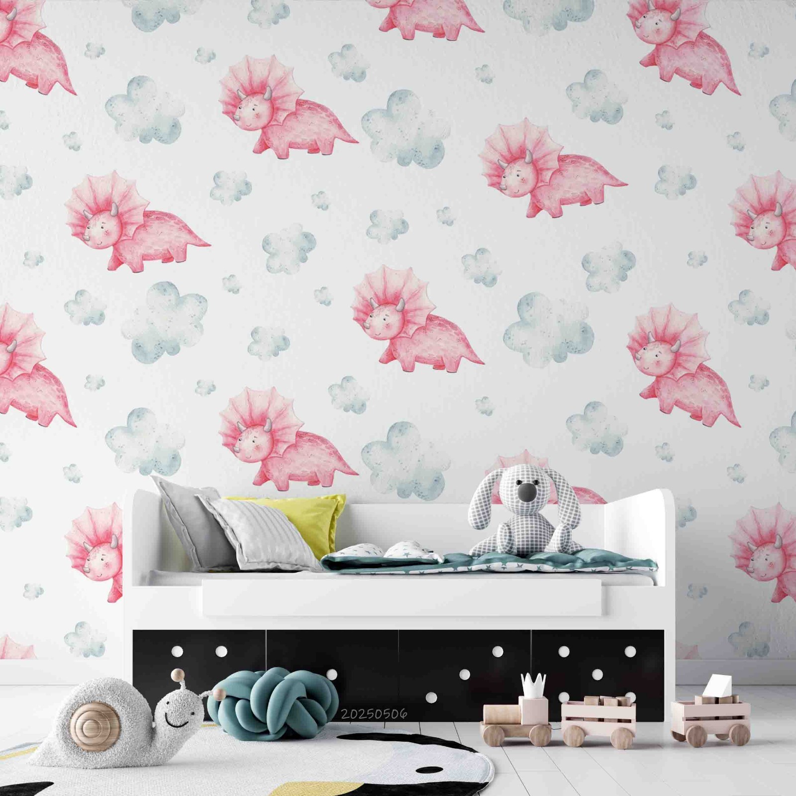 3D Dinosaur Clouds Cartoon Pattern Wallpaper Wall Murals Removable Wallpaper gallery