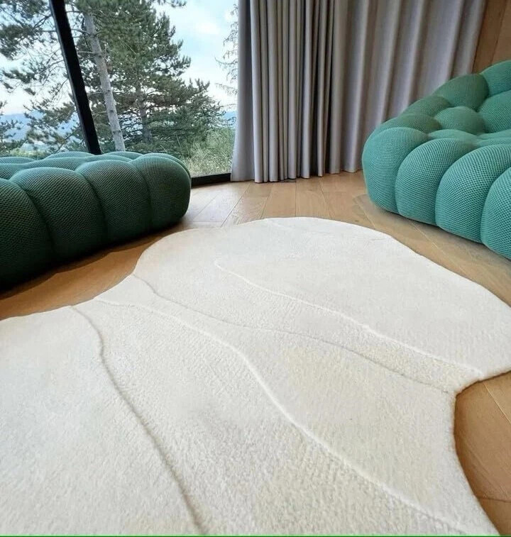 Irregular Shape High & Low Pile, Hand-Tufted 100% Wool Soft Area Rug Carpet gallery